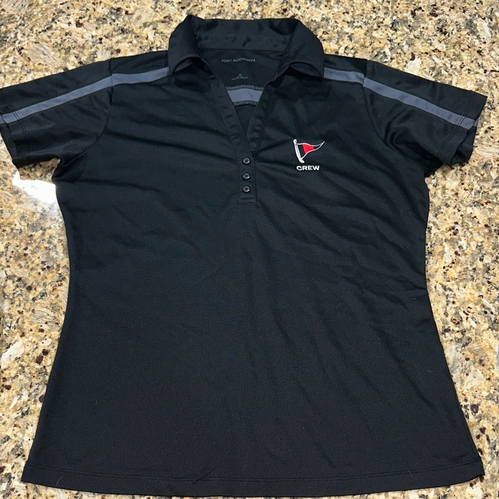 Yacht Club Crew Port Authority Black and Gray Crew Polo Shirt